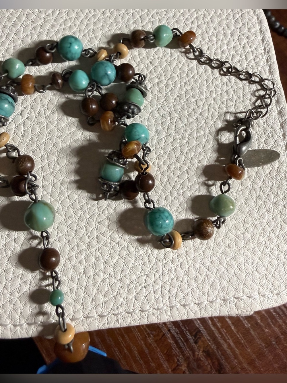 Turquoise and Brown Beaded Y-Necklace - Picture 6 of 7